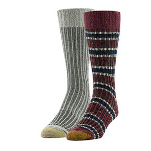 Gold Toe Men 2-Pk Rugby Stripe Crew Socks Multi Shoe Size 6-12